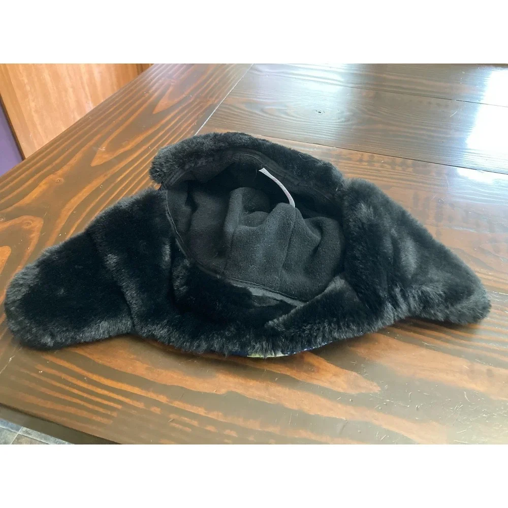 Justice Splatter Hat‎ with Ear Flaps Winter One Size Kids Colorful Black Trapper